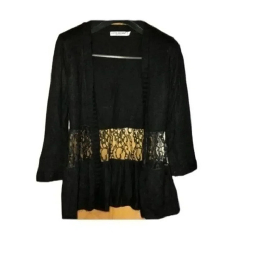 Black cardigan with lace insert small euc